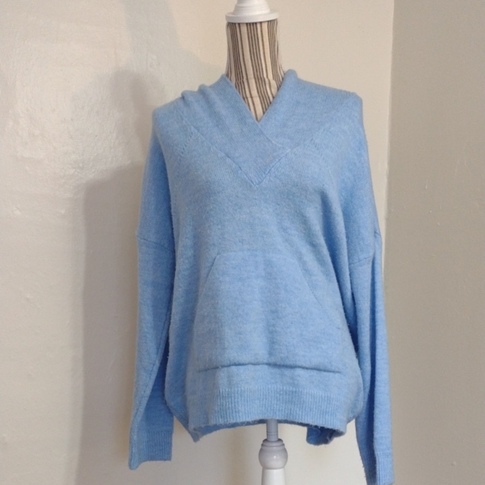 Gallery Super Soft Hooded Light Blue Oversized Dolman Sleeve Sweater Size M